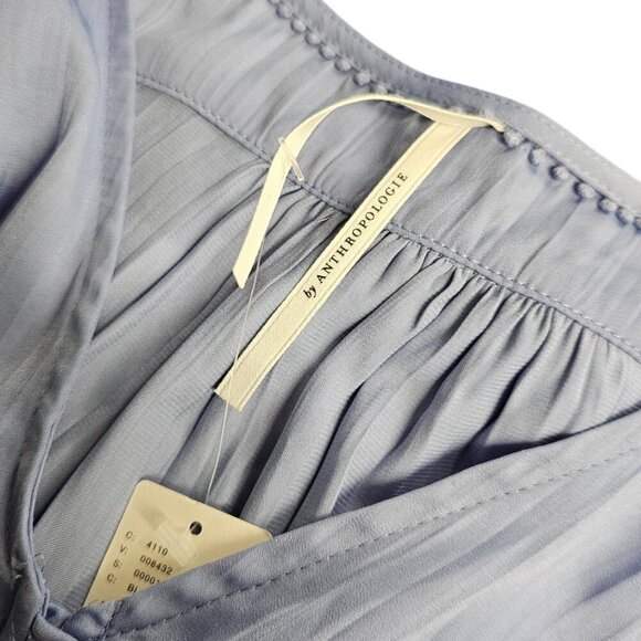 Anthropologie Womens Smocked Button Front V-Neck Cinched Sleeve Size Small - Picture 5 of 10